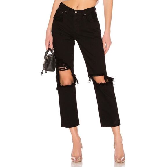 GRLFRND Helena Black Sands Straight Leg High Rise Jeans - Picture 1 of 11